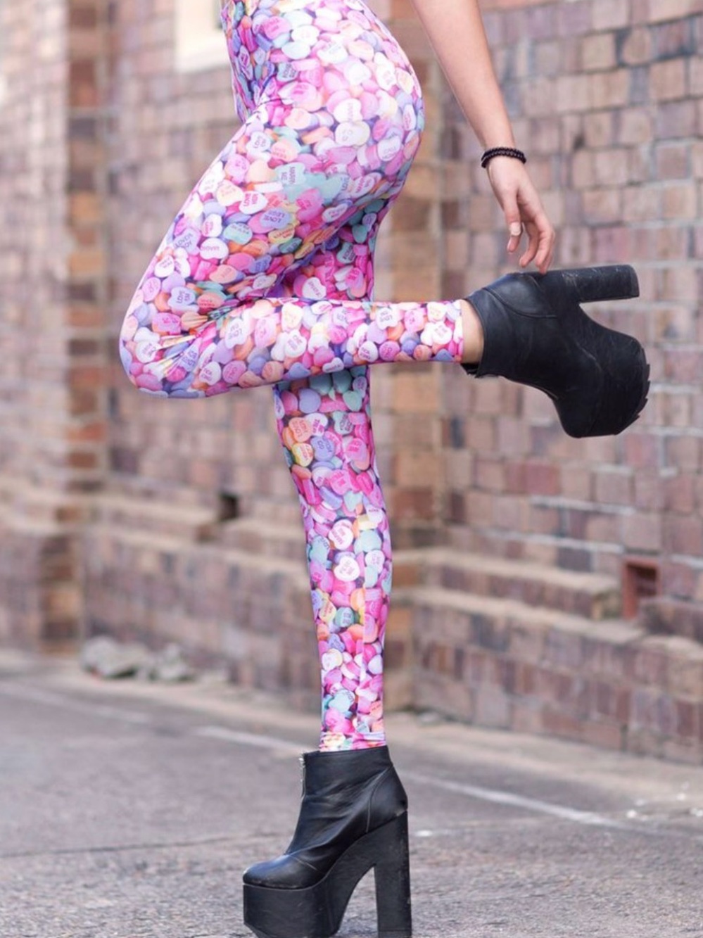 BlackMilk XS Pastel Valentine Candy Heart Toastie Leggings